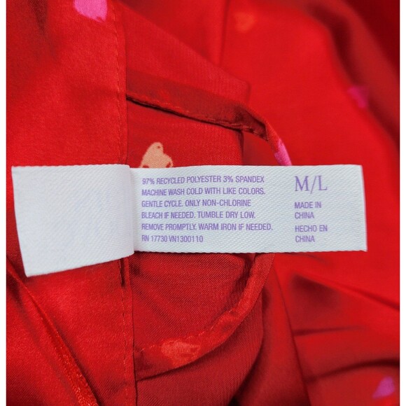 NWT Women's Red Lightweight Satin Spring / Summer Robe - Stars Above Hearts M/L - Picture 11 of 12